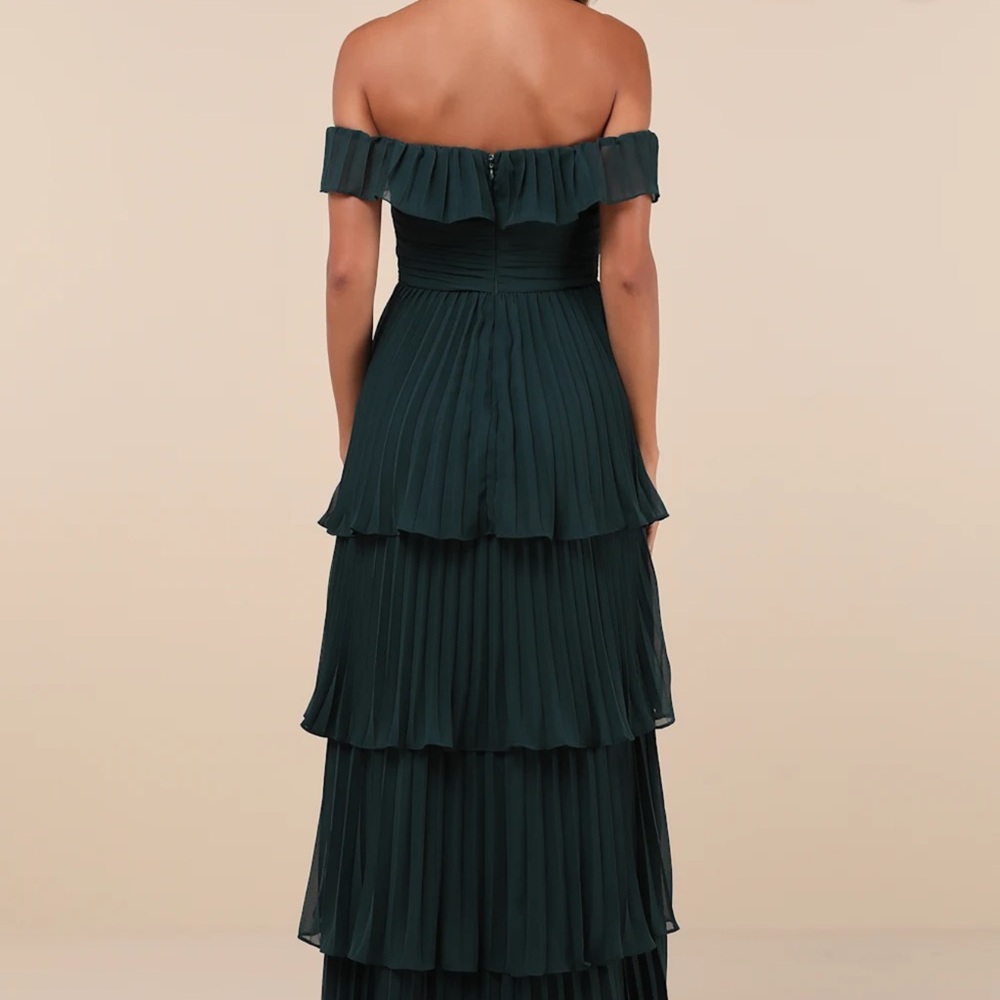 Lulu's Strapless Dark Green Maxi Dress
